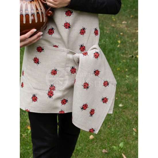 Colourful half-linen kitchen towel "Ladybug"